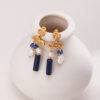 Lapis Lazuli earrings with vintage gold, enhancing communication and wisdom.